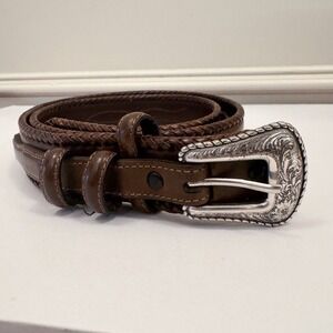 Vintage Larry Mahan Belt Size 36 Brown Genuine Leather Western 1996